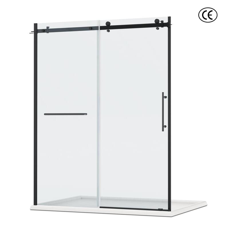 EROMMY Frameless Sliding Shower Door 60"x76", Clear Tempered Glass, Explosion-Resistant, Waterproof