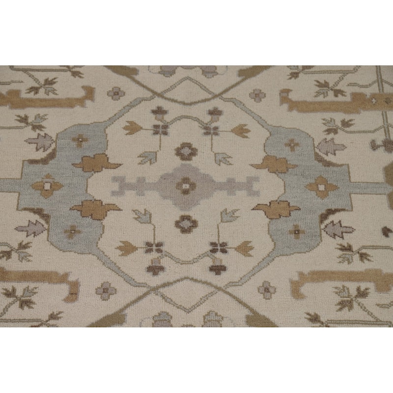 Floral Oushak Oriental Area Rug Hand-Knotted Wool Carpet - 9'0"x 11'11"