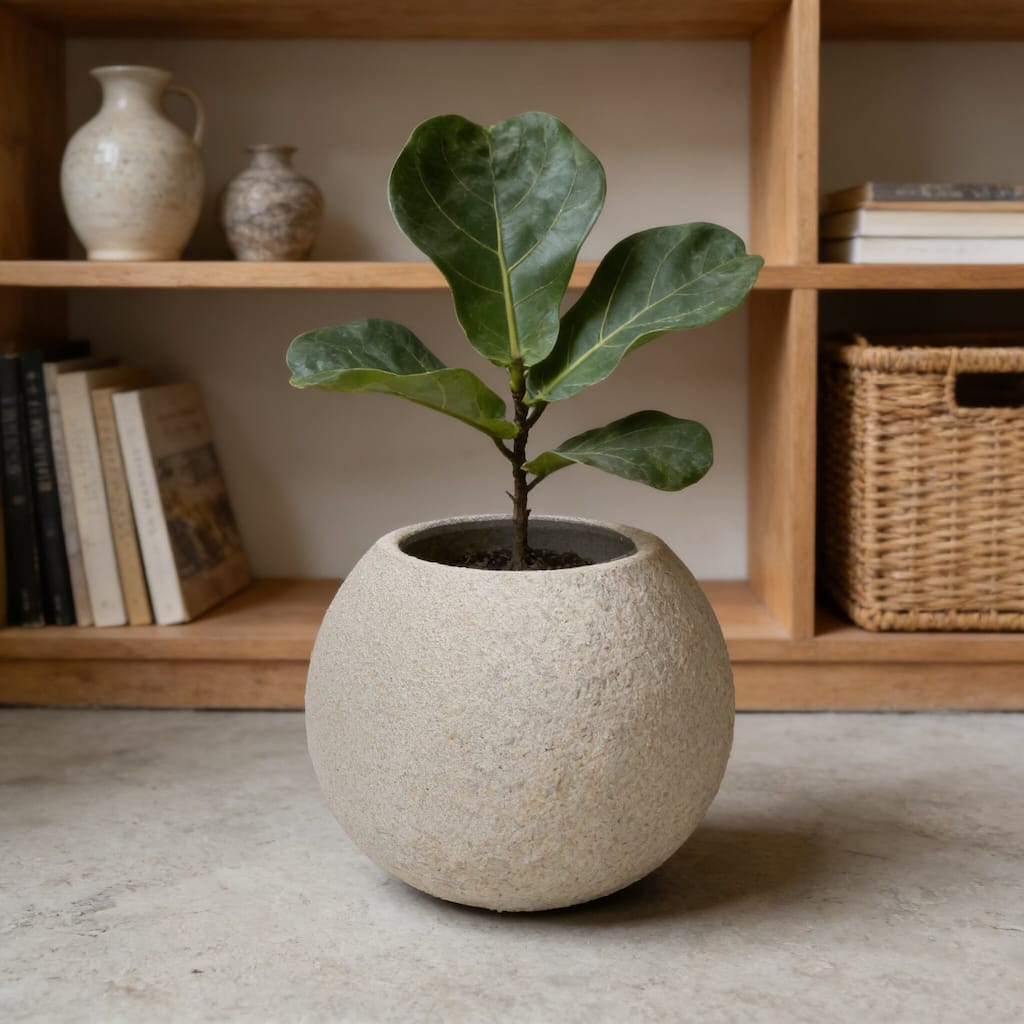 17.1"Dia x 15.35"H Magnesium Oxide Round Planters for Indoor and Outdoor Plants, Plant Pot with Drainage Holes