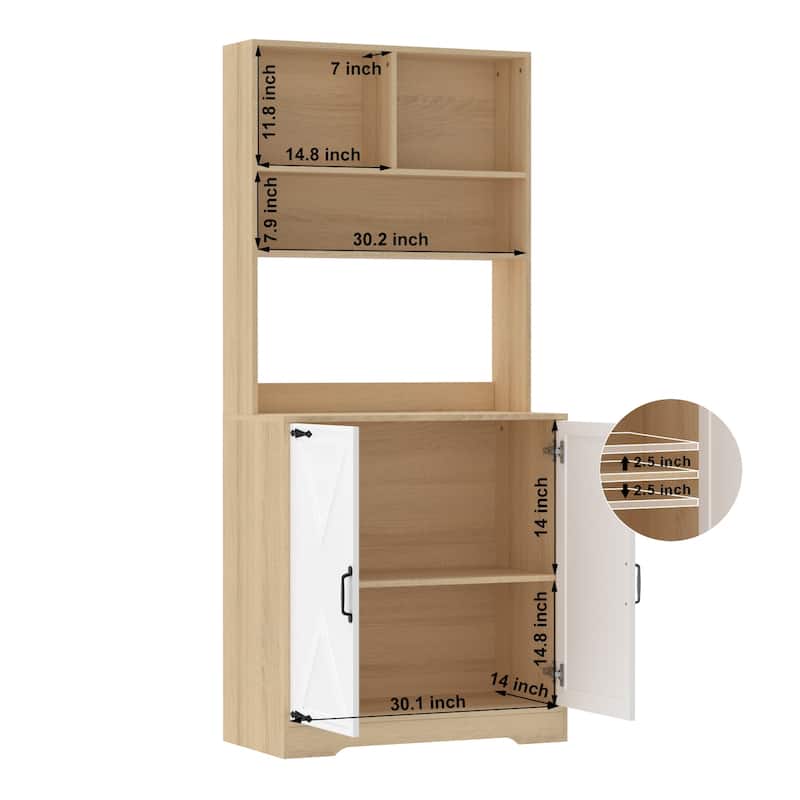 Kitchen Pantry Storage Cabinet with Doors and Shelves, 3-Tier Freestanding Larder Cupboard for Kitchen Organization