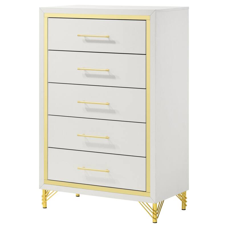 Lucia Modern Classic 5-drawer Bedroom Chest of Drawers White