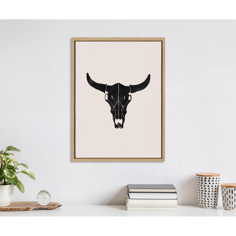 Kate and Laurel Sylvie Western Skull Framed Canvas by Honey Island Studio