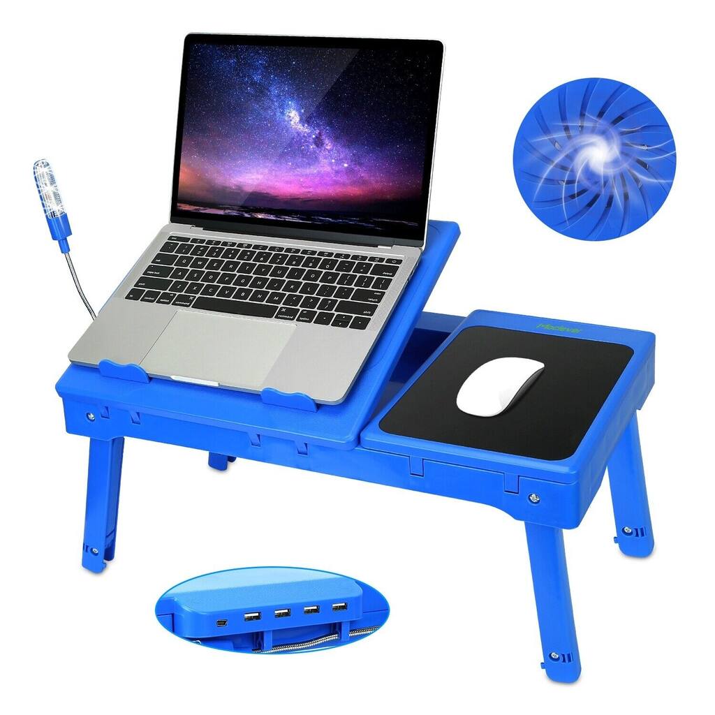 Folding Laptop Desk Tray with Cooling Fan and LED Light