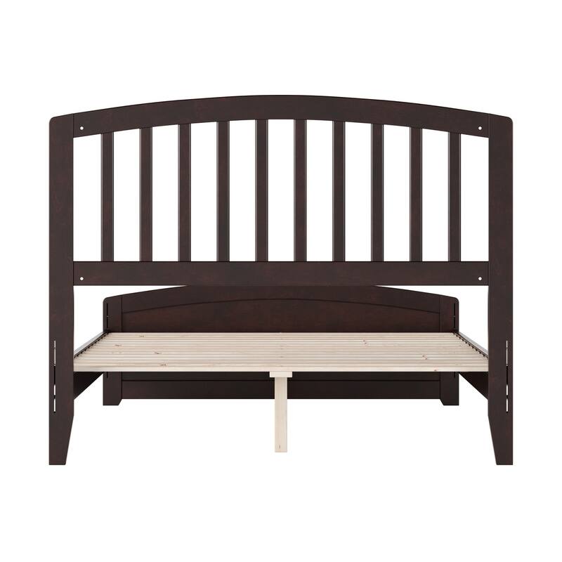 Full Platform Bed - Low Profile Wood Bed Frame with Footboard - Modern Bedroom Furniture