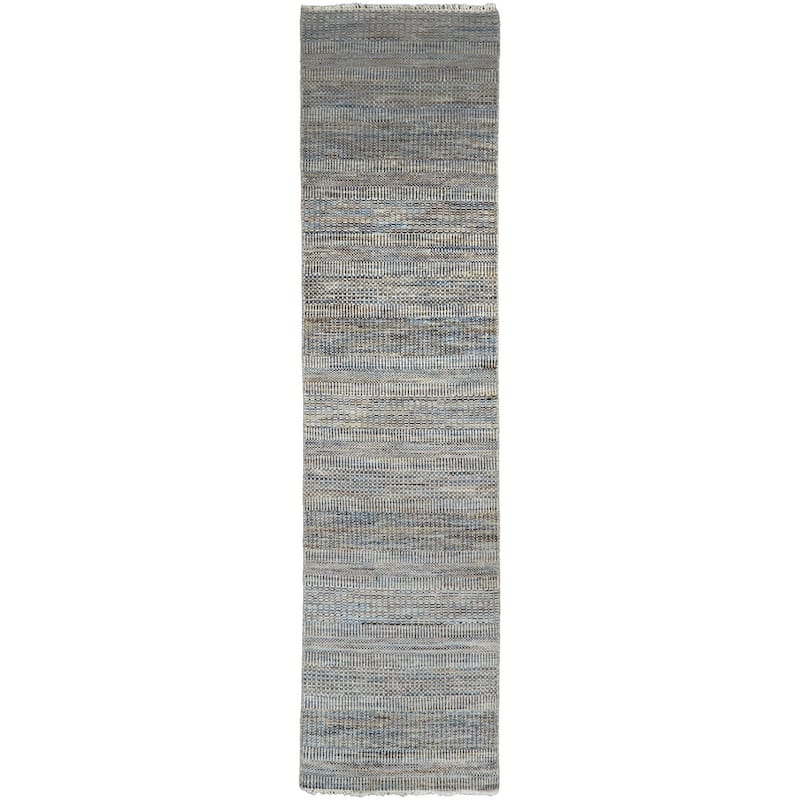 Grand Bazaar Caldecott Hand Knotted Stripes Transitional Area Rug
