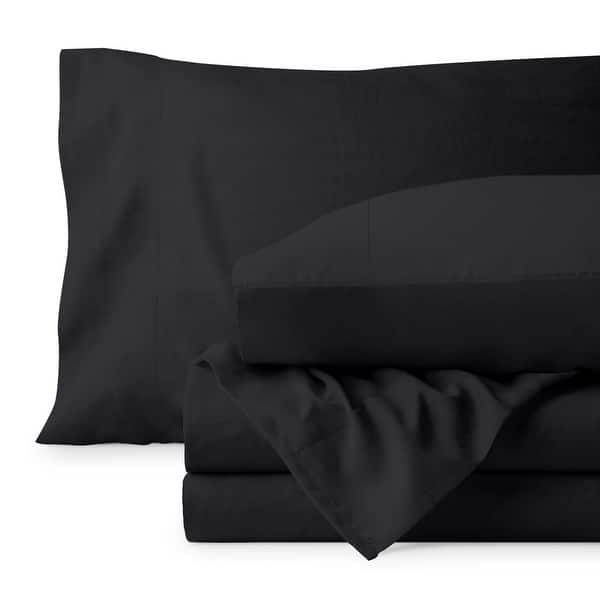 slide 2 of 5, Bare Home Washed Microfiber Deep Pocket Sheet Set Full - Black