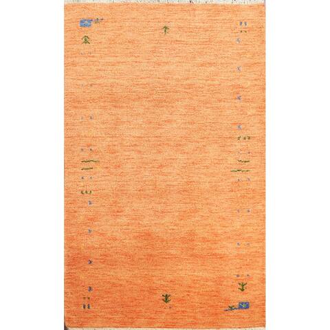Tribal Modern Gabbeh Lori Wool Area Rug Hand-knotted Bedroom Carpet - 4'1" x 5'9"