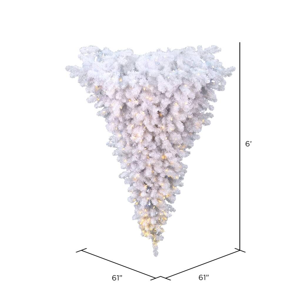 Vickerman 6' White Upside Down Artificial Christmas Half Tree, Pure