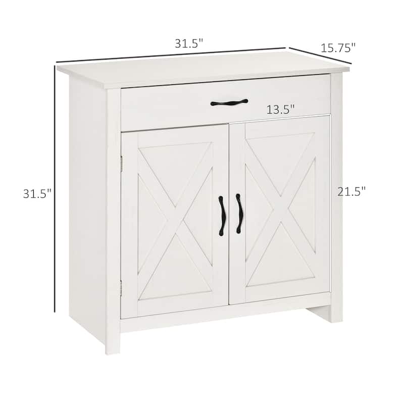 32" Farmhouse Barn Door Style Sideboard Buffet Cabinet with Drawer