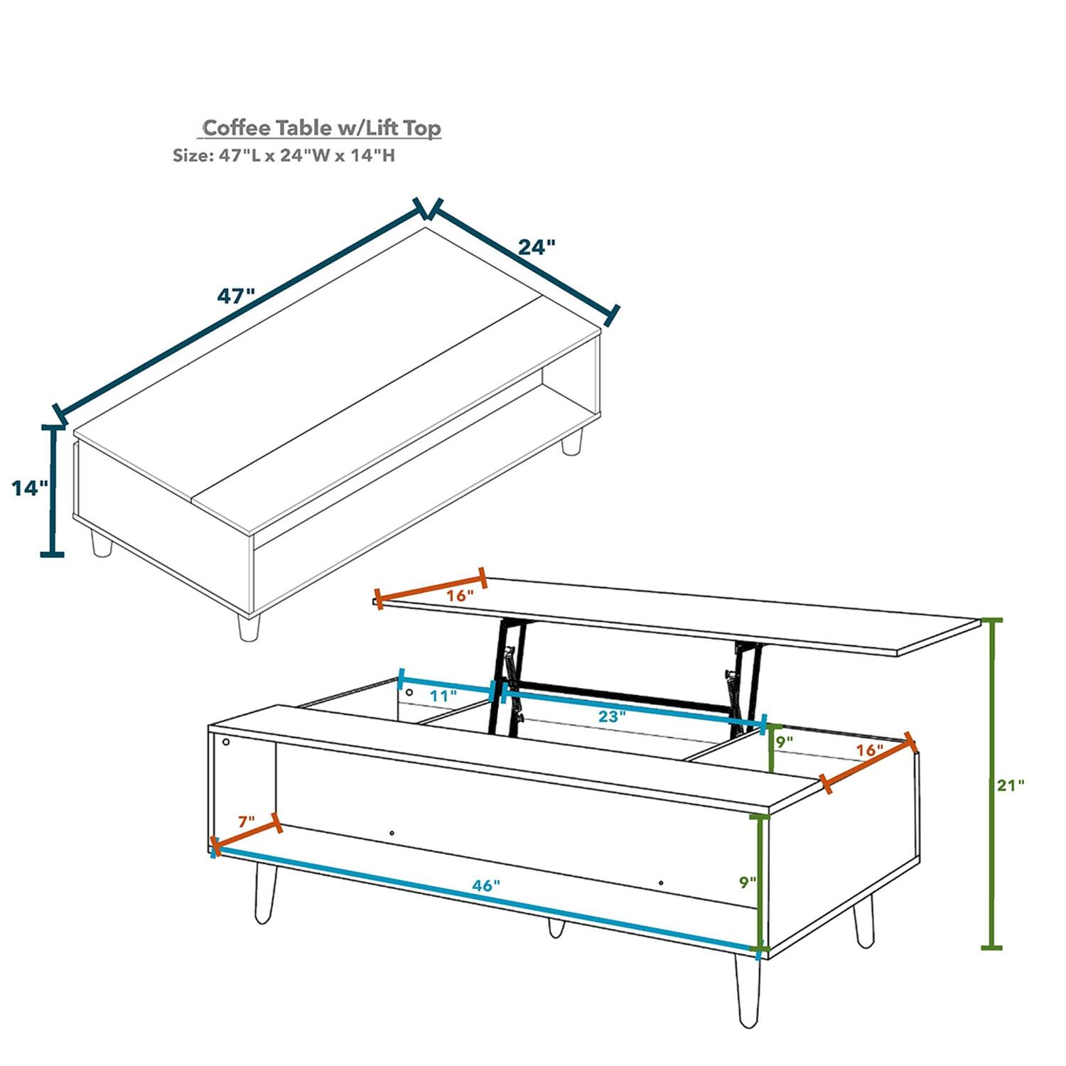 Walnut Solid Wood Lift Top Coffee Table with StorageWalnut Bed Bath