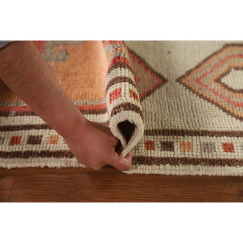 Turkish Anatolian Natural Dye Runner Rug Handmade Wool Carpet - 3'5"x 13'5"