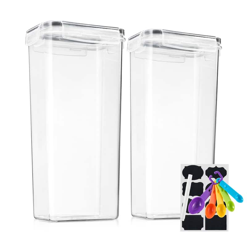 Sorbus Airtight Tall Food Dispenser Containers with Lids for Kitchen Pantry Storage Organizer - 2 Pack - 11.6"L X 5.6"W X 3.7"H - 11.6"L X 5.6"W X 3.7"H - Clear