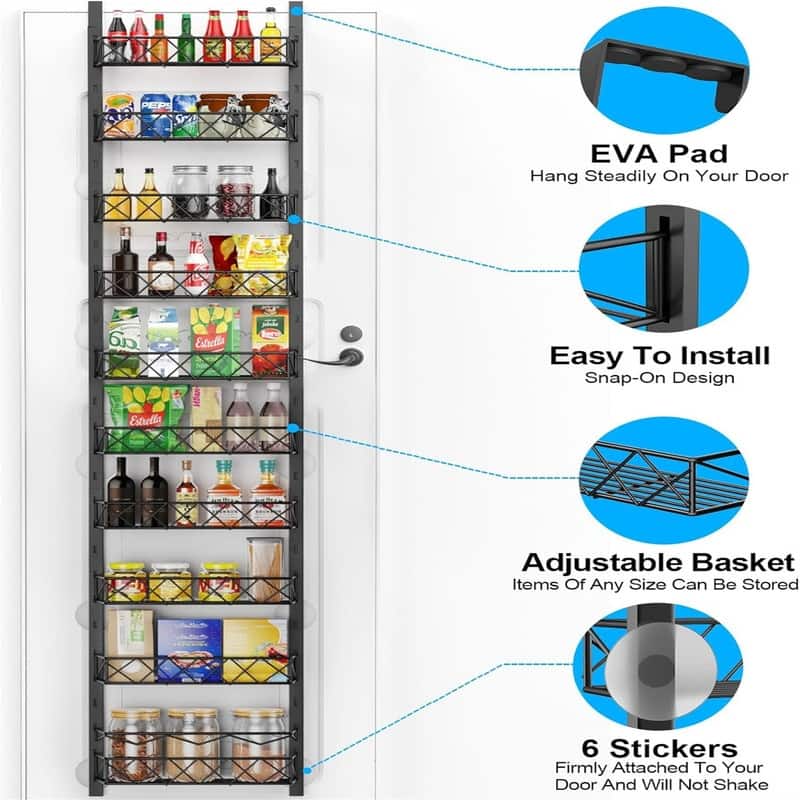 Over the Door Pantry Organizer - 6-Tier Pantry Organizers and Storage