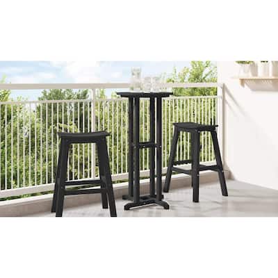 vidaXL Bar Table Black 21.7" x 21.7" x 42.1" HDPE - 21.7 x 21.7 x 42.1 inch