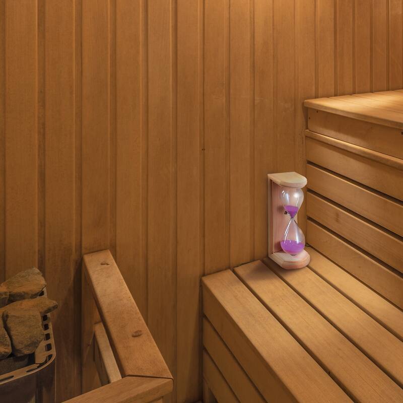 ALEKO Handcrafted Pine Wood Wall-Mounted 15 Minute Pink Sand Timer for Sauna