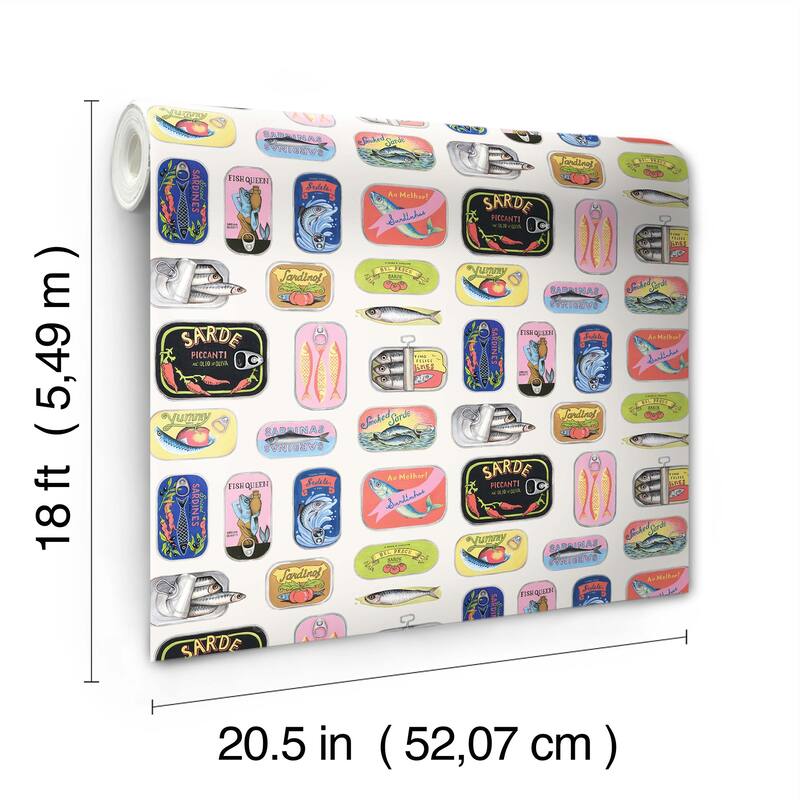 Rachel Antonoff Cream Sardine Tins Peel Stick Wallpaper