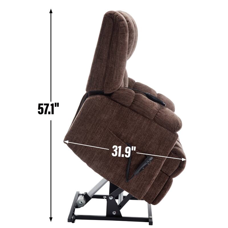 Dual Motor Heat Massage Infinite Position Electric Power Lift Recliners with Power-Remote, Medium-firm and Heavy Duty