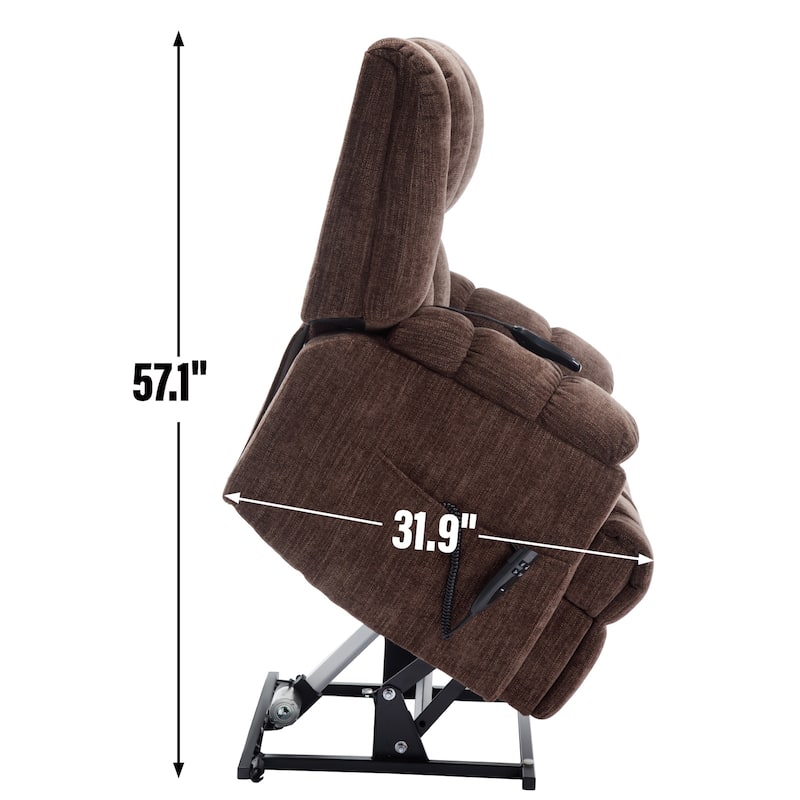 Dual Motor Power Lift Chenille Recliner w/Massage and Heat, Living Room Single Recliner Sofa w/Power-Remote, Infinite Position