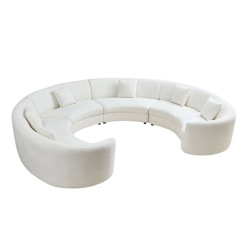 Curved Cloud Sofa, Upholstered Comfy Sofa with Pillows for Living Room