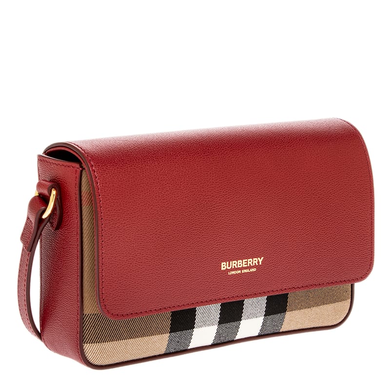 Burberry Hampshire Small House Check & Leather Crossbody