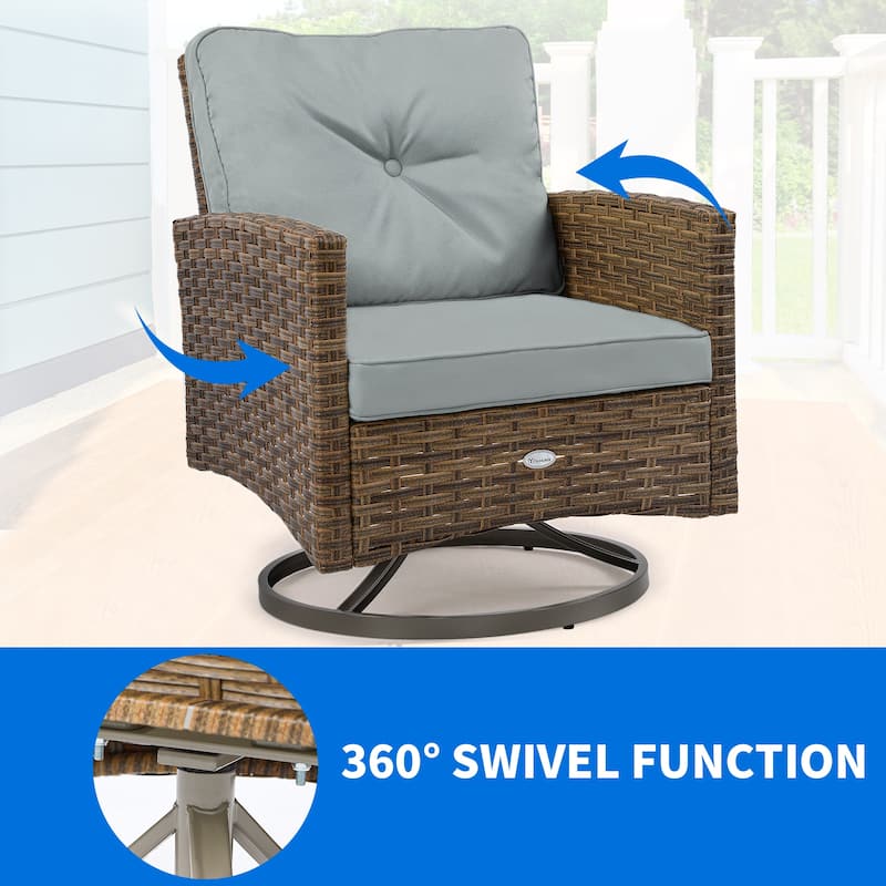 Moasis 3-Piece Patio Outdoor Wicker Bistro Rocking Furniture Conversation Chairs - 3 Pcs