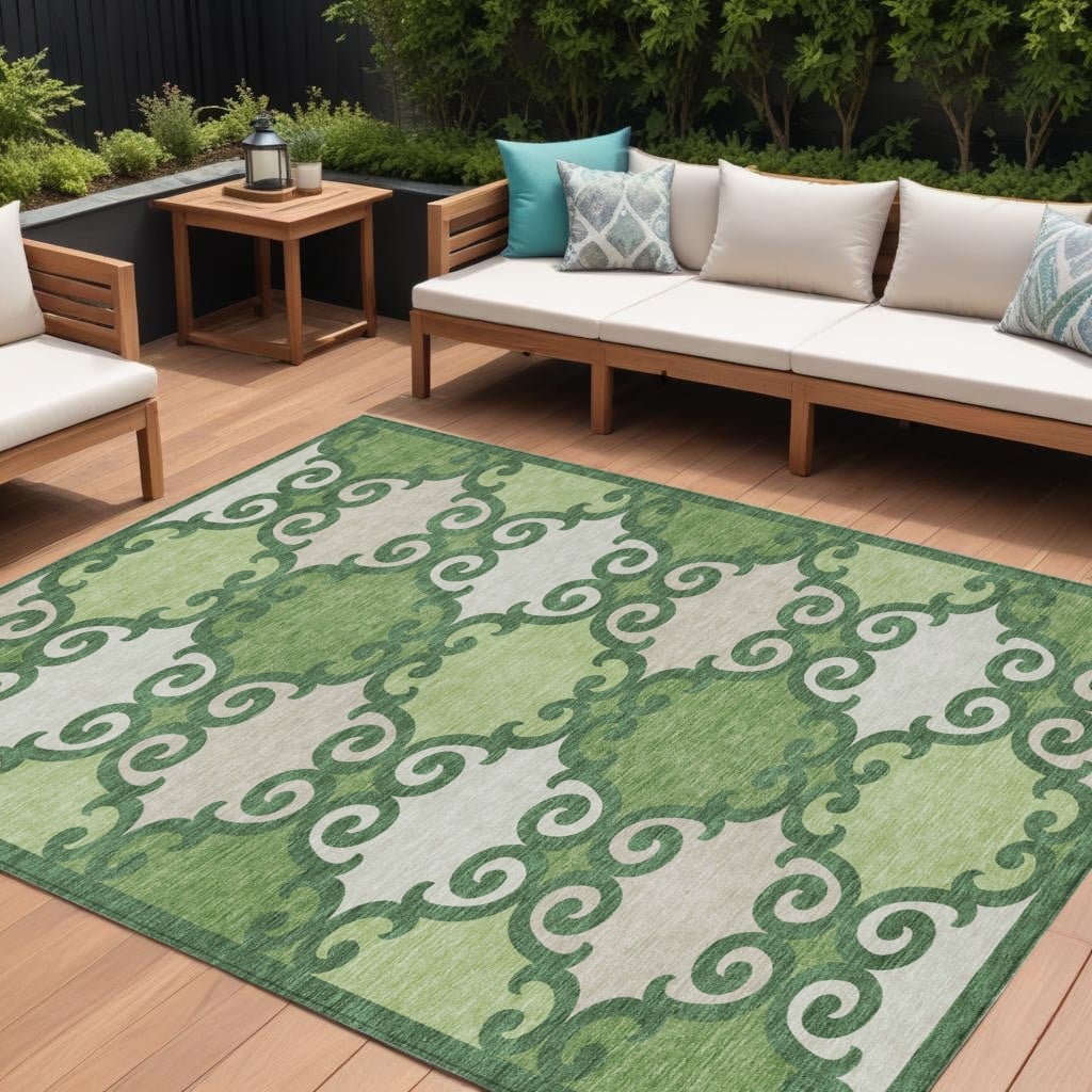 HomeRoots Trellis Transitional Rectangle Outdoor Rug