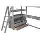 preview thumbnail 14 of 12, Twin Size Loft Bed with Desk and Shelves, Wood Frame Guardrail Bed with Two Built-In Large Storage Drawers