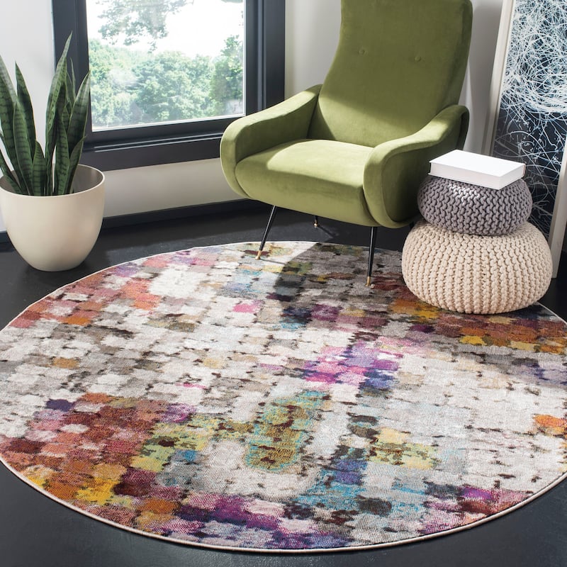 SAFAVIEH Aria Lorissa Vintage Boho Oriental Rug - 6'5" Round - Cream/Rust