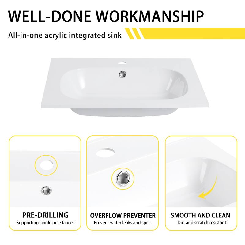 Bathroom Vanity With Sink In 30 Inch, Freestanding Bathroom Vanity With Soft Close Door