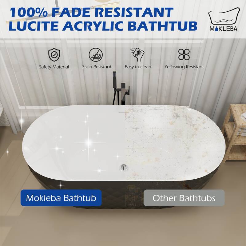 59 in. x 28 in. Acrylic Flat Bottom Non-Whirlpool Soaking Bathtub in Black