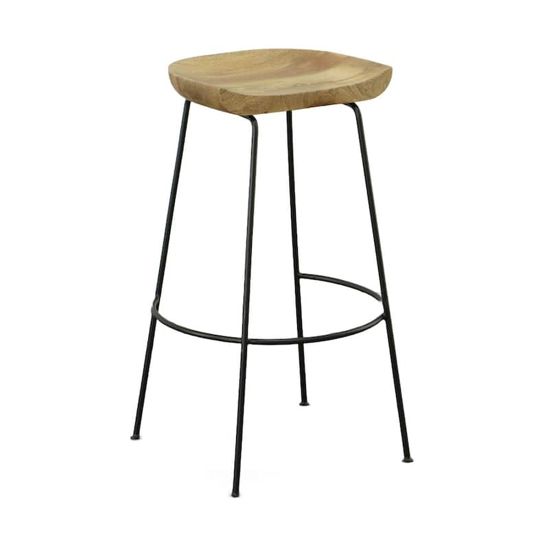 Curved Seat Wooden Barstools - 30.5" - Set of 2