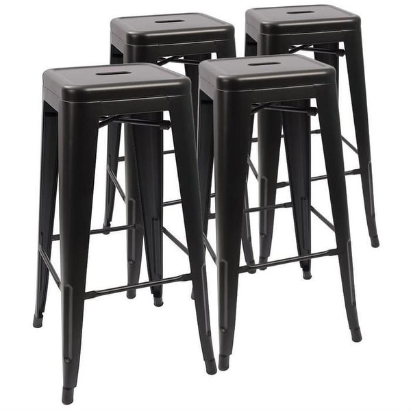 Duhome 18 Inches Metal Stools Backless Stackable Stools for Bistro Patio White Cafe and Restaurants Set of 4 Indoor-Outdoor Bistro Kitchen 