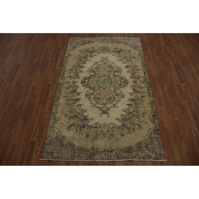 Hand Knotted Oriental 100% Wool Carpet Transitional Floral Beige & Ivories Anatolian Area Rug - 8' 3'' X 4' 11''