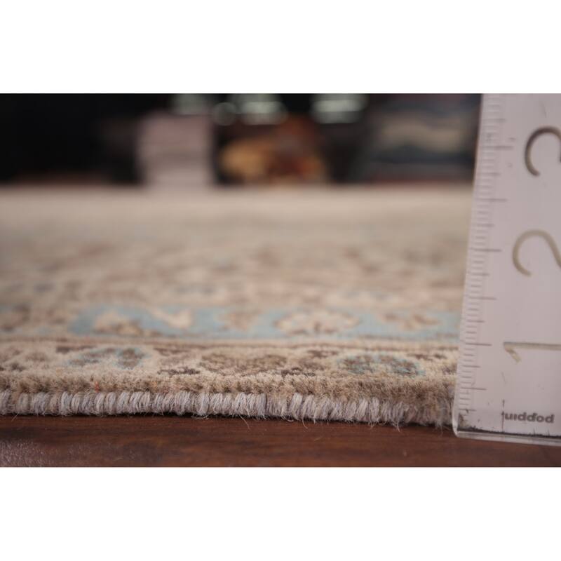 Traditional Mashad Persian Vintage Area Rug Handmade Beige Wool Carpet - 9'5"x 12'8"