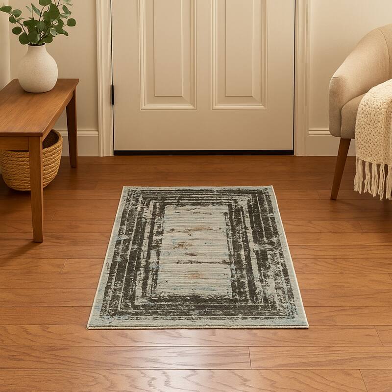 HERAT ORIENTAL Turkish Modern Erased Design Wool & Silk Rug - 2'7" x 4'11"