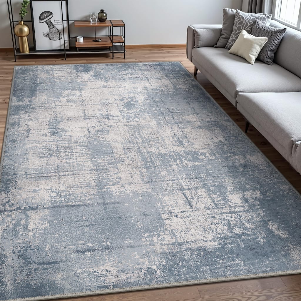 Mcow Abstract Harmony Collection Abstract Low-Pile Washable Area Rug - 8' x 10'