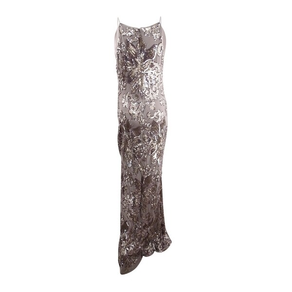betsy and adam embroidered halter gown