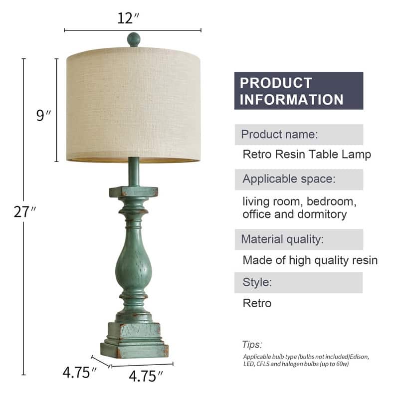 27" Farmhouse Table Lamp Set of 2 with USB A and C