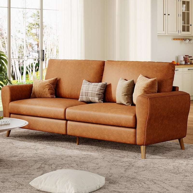 84 Inch Modern Sofa Comfy Couch, Loveseat for Living Room, Apartment, Lounge - Brown