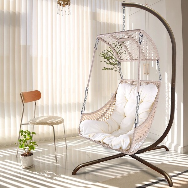 hanging egg chair with cup holder