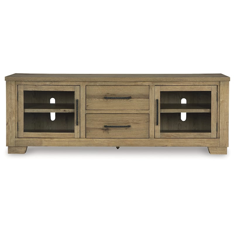 Signature Design by Ashley Galliden Light Brown 80" TV Stand for TVs up to 92" - 79.38" W x 20" D x 28.25" H