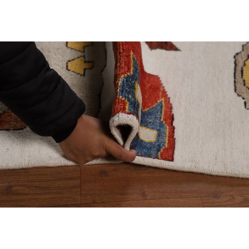 Vegetable Dye Gabbeh Oriental Area Rug Hand-Knotted Wool Carpet - 5'1" x 8'3"
