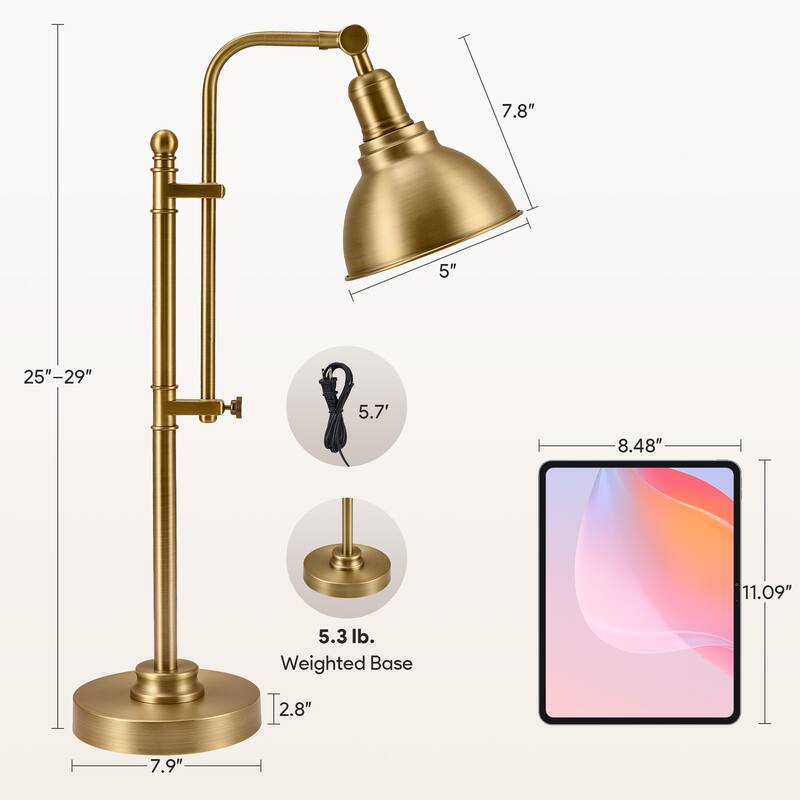 CO-Z 28" Rustic Adjustable Desk Lamp in Aged Bronze Finish