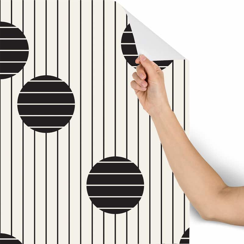 Vertical Striped Circles Removable Wallpaper - 10'ft H x 24''inch W