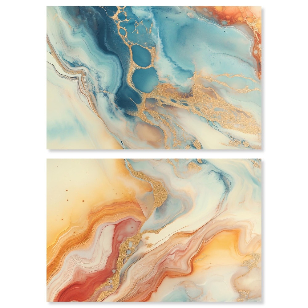 Marbled Sunrise I Canvas Set of 2 by Art Remedy, Gallery Wrapped