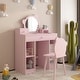 preview thumbnail 7 of 5, Kids Play Vanity Set w/Mirror & Stool Pink