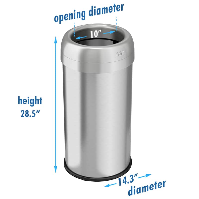 Halo 13 Gal Stainless Steel Round Open Top Trash Can Dual Filter
