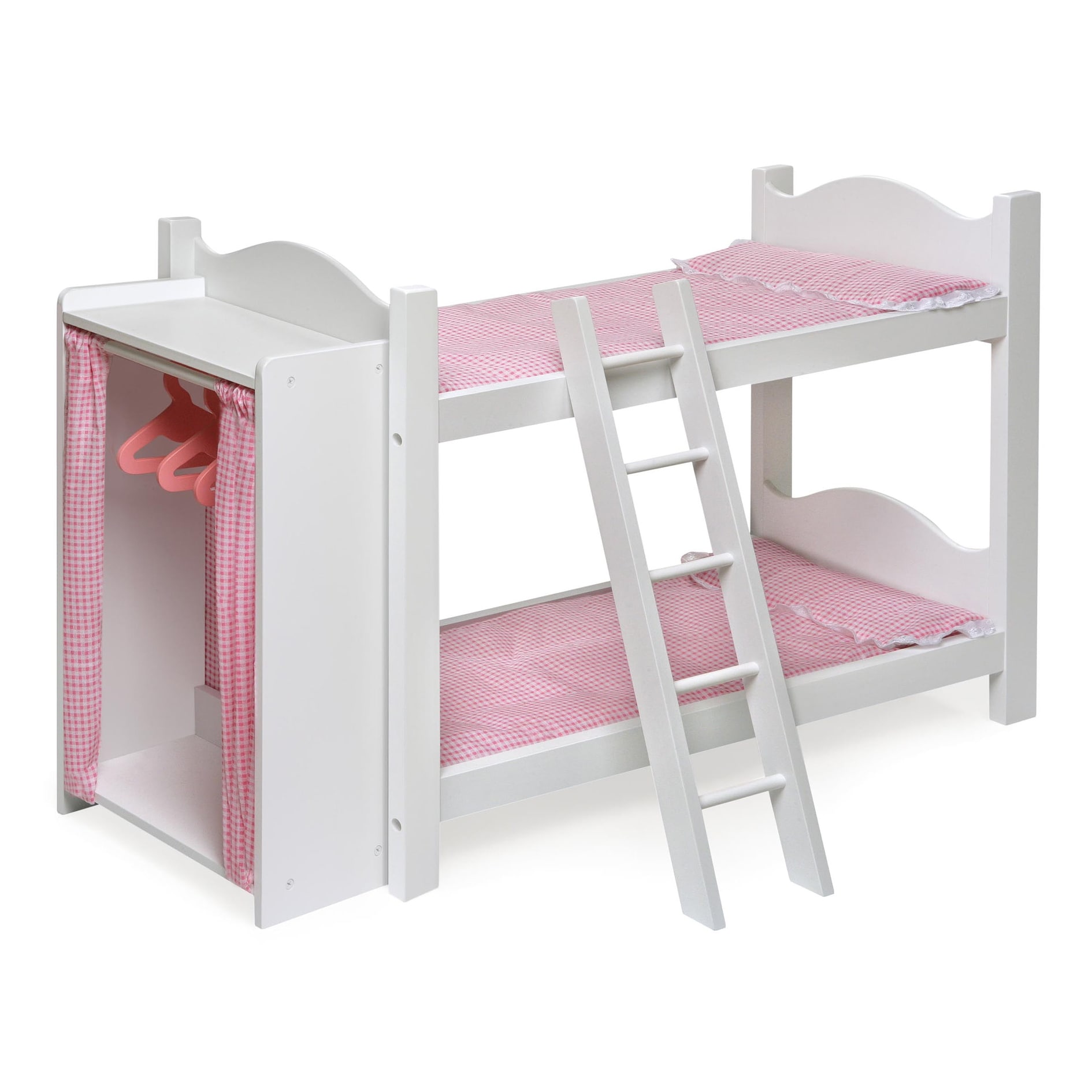Wood Doll Armoire Bunk Bed with Ladder White/Pink Fits