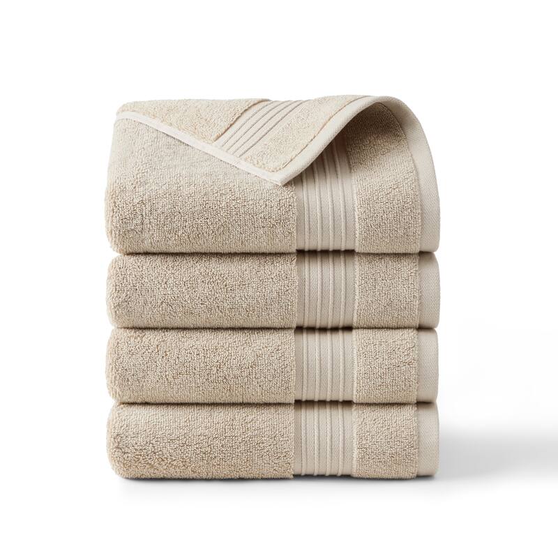 TOWN & COUNTRY EVERYDAY 4-Piece Solid Dobby Border Hand Towel Set - 20"x30"
