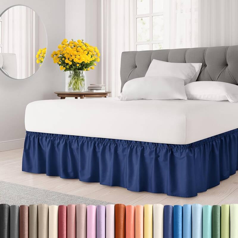 12-Inch Bed Skirt for Queen-Size Bed - Navy Blue